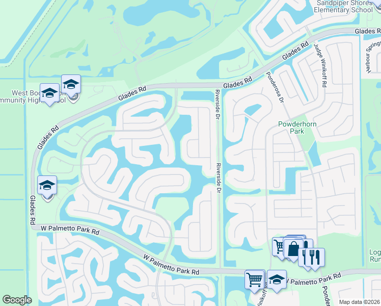 map of restaurants, bars, coffee shops, grocery stores, and more near 21330 Rockledge Lane in Boca Raton