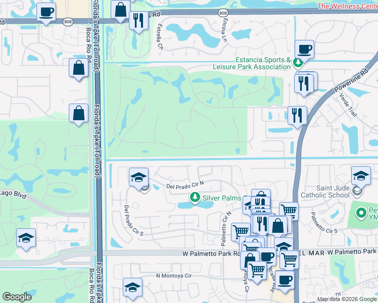 map of restaurants, bars, coffee shops, grocery stores, and more near 7364 Mandarin Dr in Boca Raton