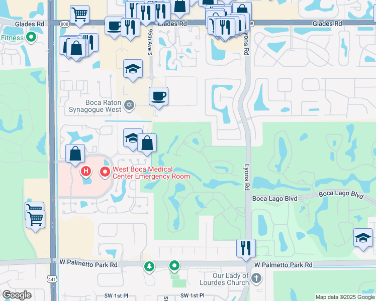map of restaurants, bars, coffee shops, grocery stores, and more near 21371 Cypress Hammock Drive in Boca Raton