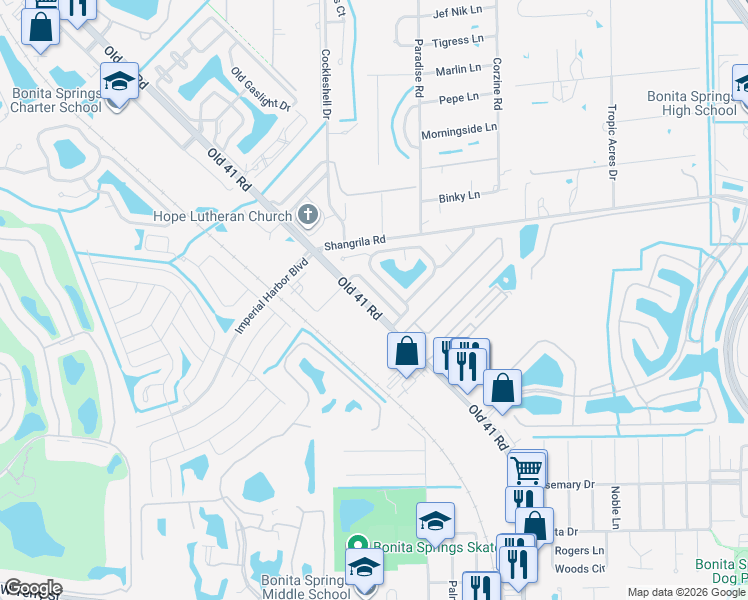 map of restaurants, bars, coffee shops, grocery stores, and more near 10111 Sandy Hollow Lane in Bonita Springs