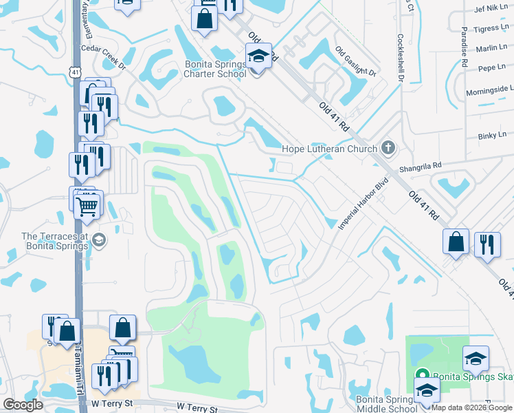 map of restaurants, bars, coffee shops, grocery stores, and more near 9300 Knight Road in Bonita Springs