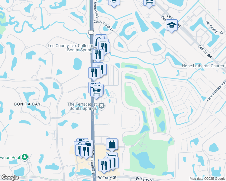 map of restaurants, bars, coffee shops, grocery stores, and more near 3181 North Bay Village Court in Bonita Springs