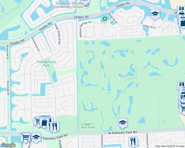 map of restaurants, bars, coffee shops, grocery stores, and more near 21398 Bridgeview Drive in Boca Raton