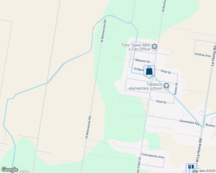 map of restaurants, bars, coffee shops, grocery stores, and more near 10766 North Minnesota Road in Mission