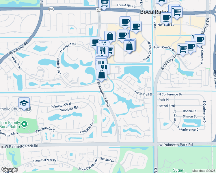 map of restaurants, bars, coffee shops, grocery stores, and more near 21478 Saint Andrews Grand Circle in Boca Raton