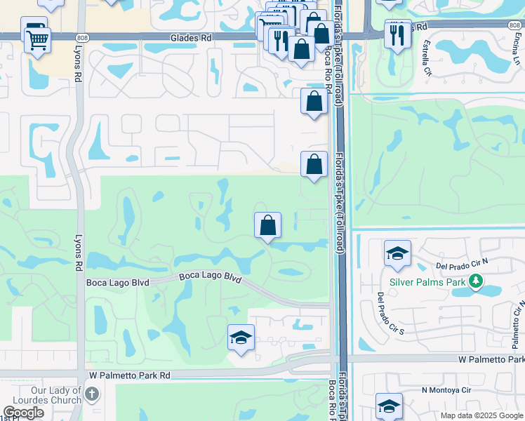 map of restaurants, bars, coffee shops, grocery stores, and more near 21201 Lago Circle in Boca Raton