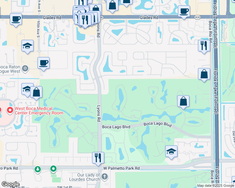 map of restaurants, bars, coffee shops, grocery stores, and more near 21386 Juego Circle in Boca Raton