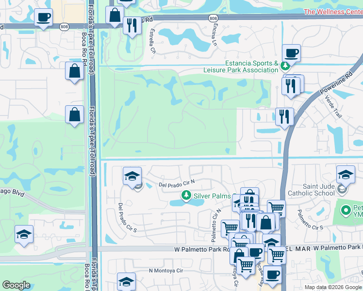 map of restaurants, bars, coffee shops, grocery stores, and more near 7364 Mandarin Drive in Boca Raton
