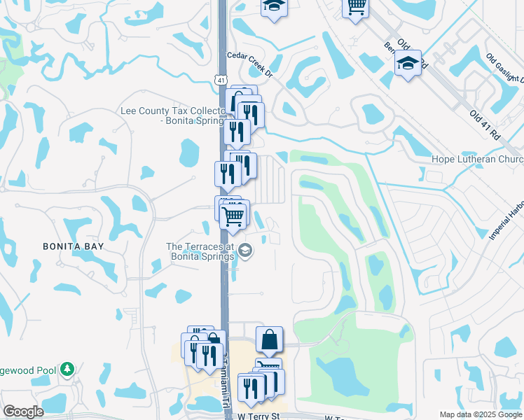 map of restaurants, bars, coffee shops, grocery stores, and more near 3181 North Bay Village Court in Bonita Springs