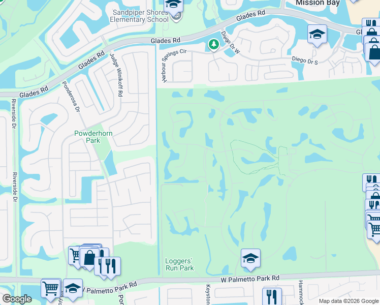 map of restaurants, bars, coffee shops, grocery stores, and more near 21374 Bridgeview Drive in Boca Raton
