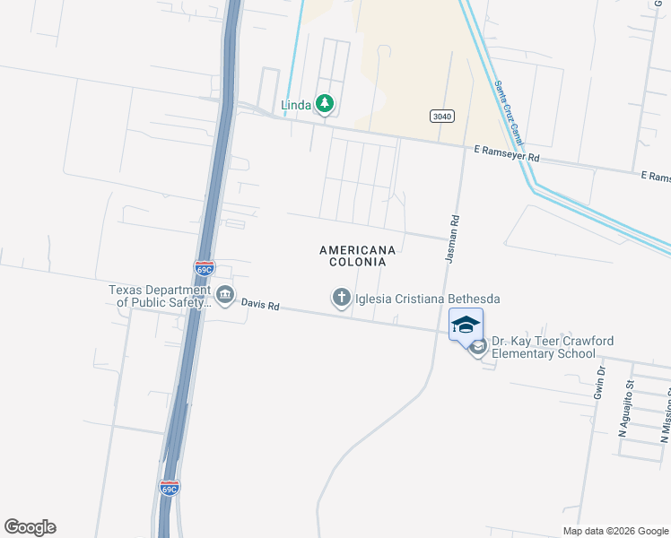 map of restaurants, bars, coffee shops, grocery stores, and more near 619 Davis Road in Edinburg