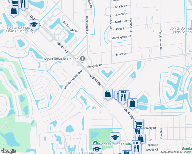 map of restaurants, bars, coffee shops, grocery stores, and more near 10113 Sandy Hollow Lane in Bonita Springs