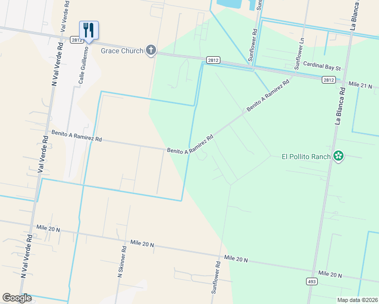 map of restaurants, bars, coffee shops, grocery stores, and more near 15001 Benito A Ramirez Road in Edcouch