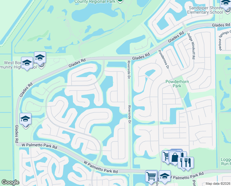 map of restaurants, bars, coffee shops, grocery stores, and more near 21330 Rockledge Lane in Boca Raton