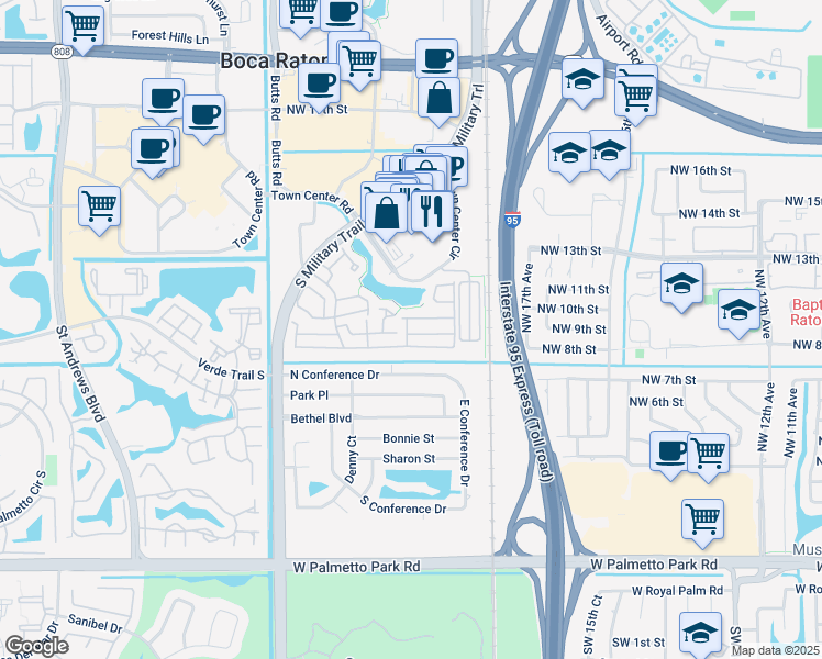 map of restaurants, bars, coffee shops, grocery stores, and more near 5127 Coronado Ridge in Boca Raton