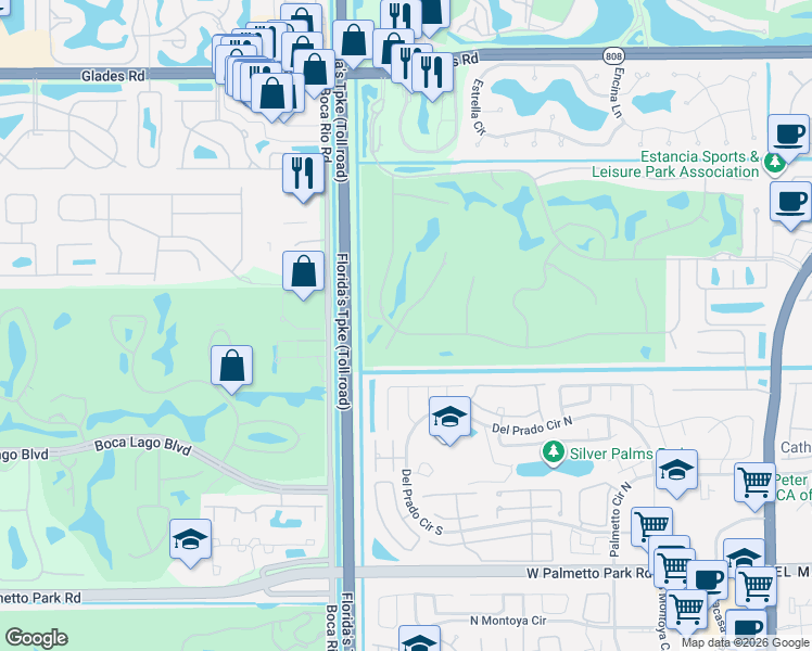 map of restaurants, bars, coffee shops, grocery stores, and more near 7731 Mandarin Drive in Boca Raton
