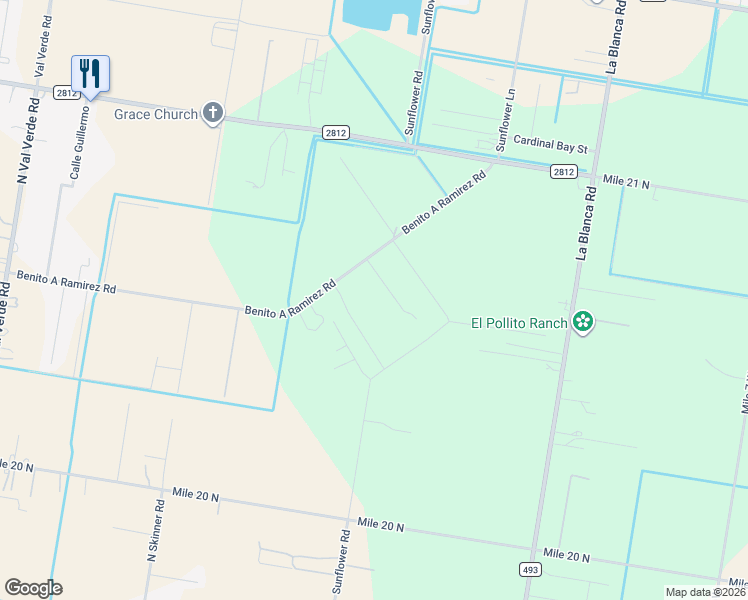 map of restaurants, bars, coffee shops, grocery stores, and more near 23517 Goldwing Way Road in Edcouch