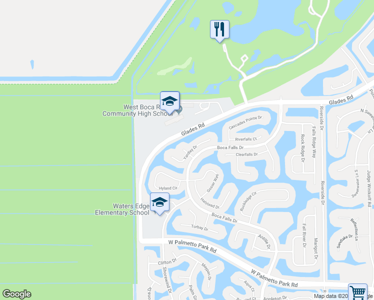 map of restaurants, bars, coffee shops, grocery stores, and more near 12681 Yardley Drive in Boca Raton
