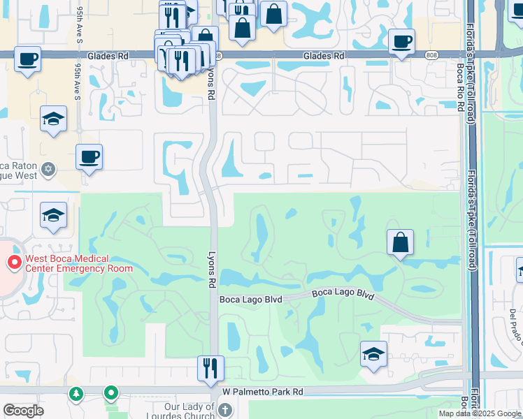 map of restaurants, bars, coffee shops, grocery stores, and more near 21476 Juego Circle in Boca Raton