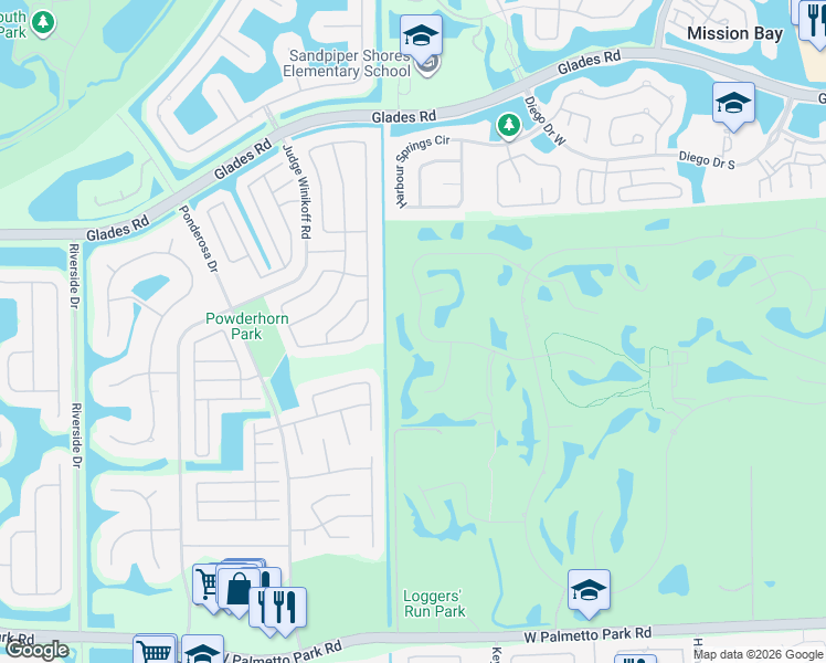 map of restaurants, bars, coffee shops, grocery stores, and more near 11108 Cloverleaf Circle in Boca Raton