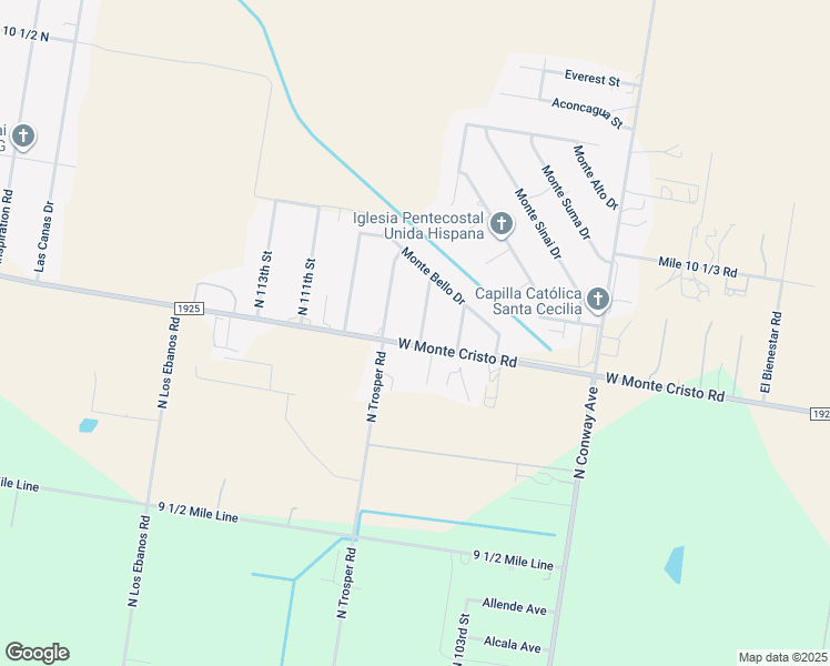 map of restaurants, bars, coffee shops, grocery stores, and more near 10704 West Monte Cristo Road in Edinburg