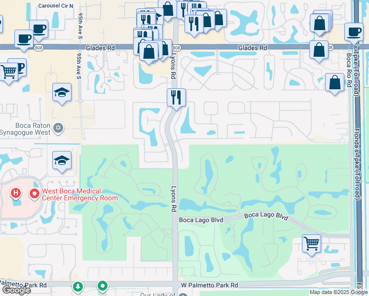 map of restaurants, bars, coffee shops, grocery stores, and more near 21310 Escondido Way South in Boca Raton