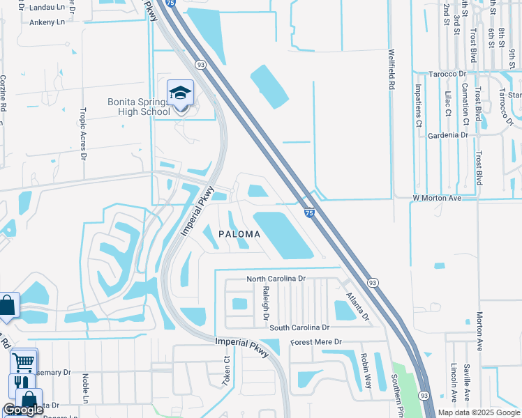 map of restaurants, bars, coffee shops, grocery stores, and more near 11305 Monte Carlo Boulevard in Bonita Springs