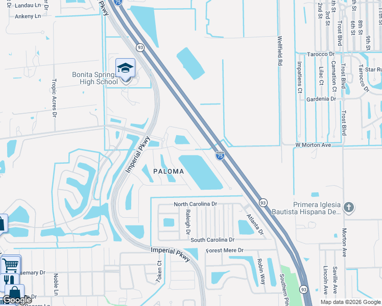 map of restaurants, bars, coffee shops, grocery stores, and more near 11317 Monte Carlo Boulevard in Bonita Springs