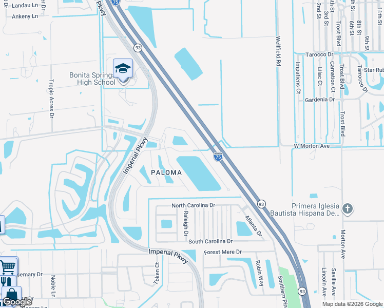 map of restaurants, bars, coffee shops, grocery stores, and more near 11317 Monte Carlo Boulevard in Bonita Springs
