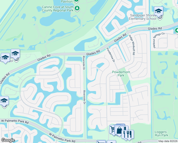 map of restaurants, bars, coffee shops, grocery stores, and more near 21046 North Sweetwater Lane in Boca Raton