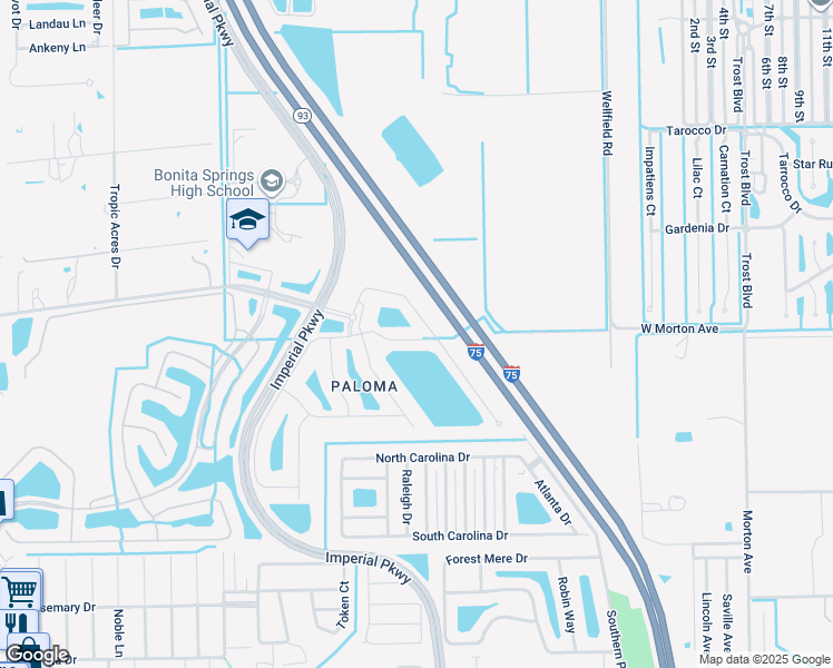 map of restaurants, bars, coffee shops, grocery stores, and more near 11320 Monte Carlo Boulevard in Bonita Springs