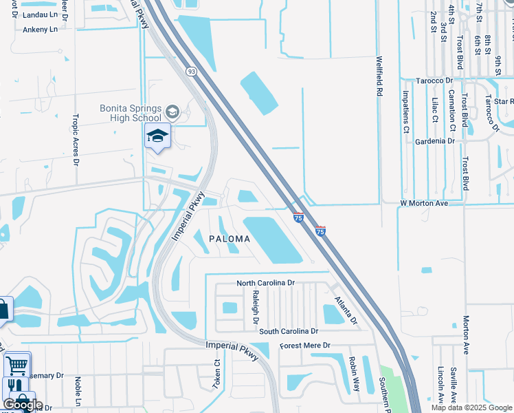 map of restaurants, bars, coffee shops, grocery stores, and more near 11320 Monte Carlo Boulevard in Bonita Springs