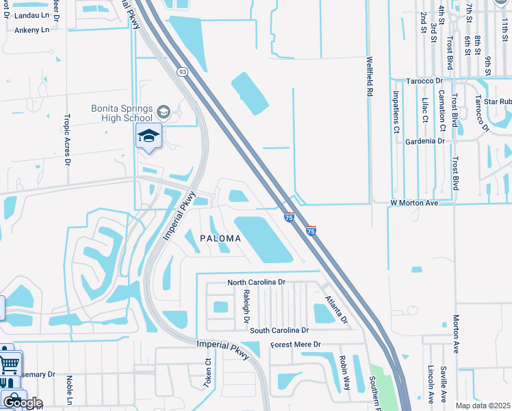 map of restaurants, bars, coffee shops, grocery stores, and more near 11320 Monte Carlo Boulevard in Bonita Springs