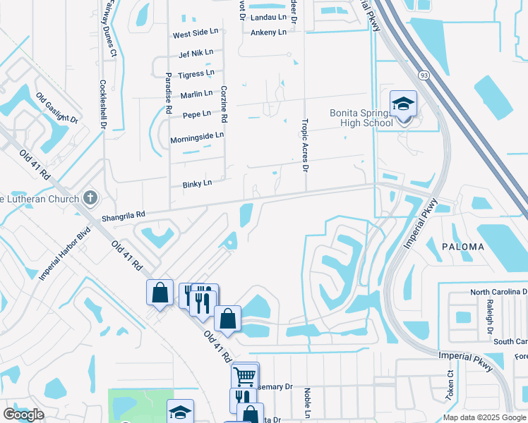map of restaurants, bars, coffee shops, grocery stores, and more near 10519 Yorkstone Drive in Bonita Springs