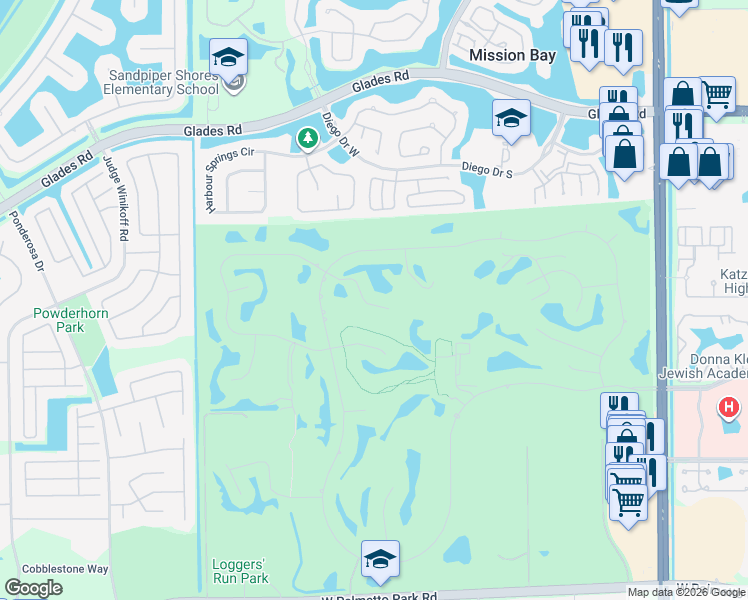 map of restaurants, bars, coffee shops, grocery stores, and more near 10789 White Aspen Lane in Boca Raton