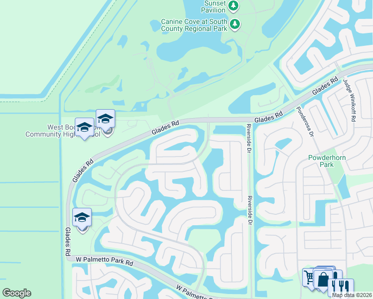 map of restaurants, bars, coffee shops, grocery stores, and more near 12293 Riverfalls Court in Boca Raton