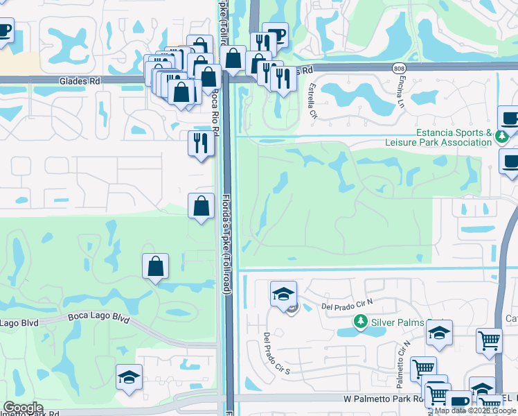 map of restaurants, bars, coffee shops, grocery stores, and more near 7812 Mandarin Drive in Boca Raton