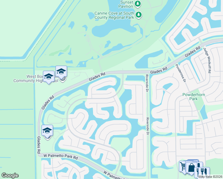 map of restaurants, bars, coffee shops, grocery stores, and more near 12293 Riverfalls Court in Boca Raton