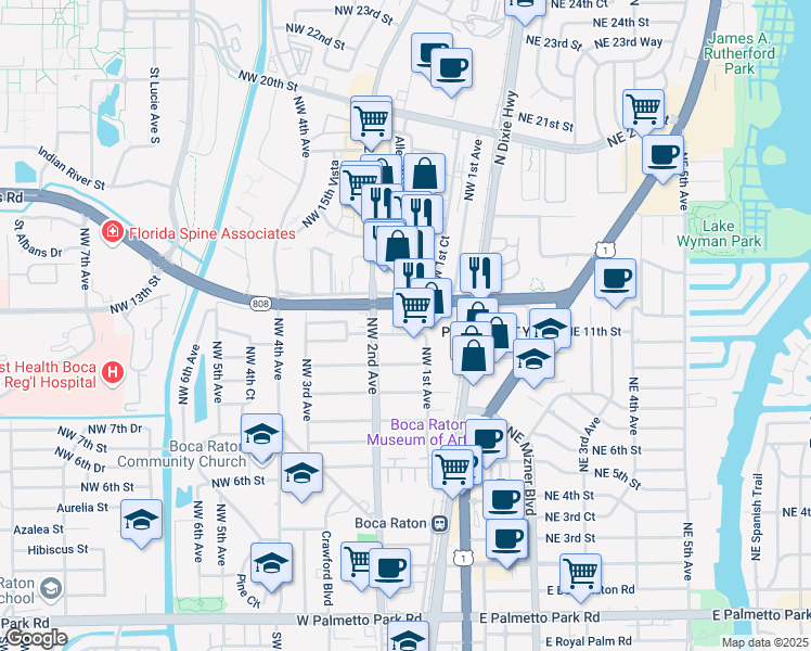 map of restaurants, bars, coffee shops, grocery stores, and more near in Boca Raton