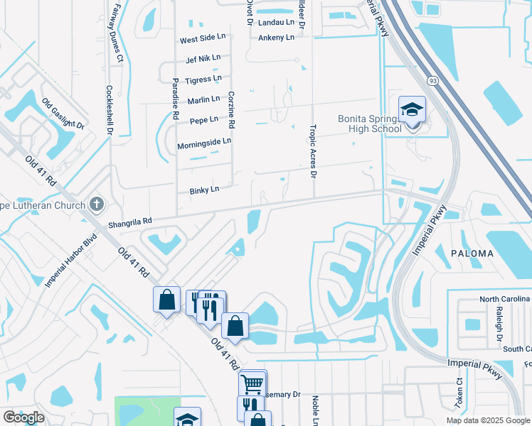 map of restaurants, bars, coffee shops, grocery stores, and more near 10519 Yorkstone Drive in Bonita Springs