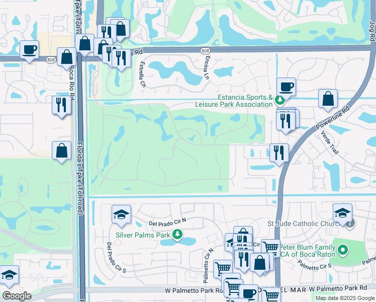 map of restaurants, bars, coffee shops, grocery stores, and more near 7453 Campo Florido in Boca Raton