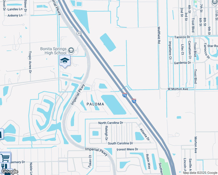 map of restaurants, bars, coffee shops, grocery stores, and more near 11320 Monte Carlo Boulevard in Bonita Springs