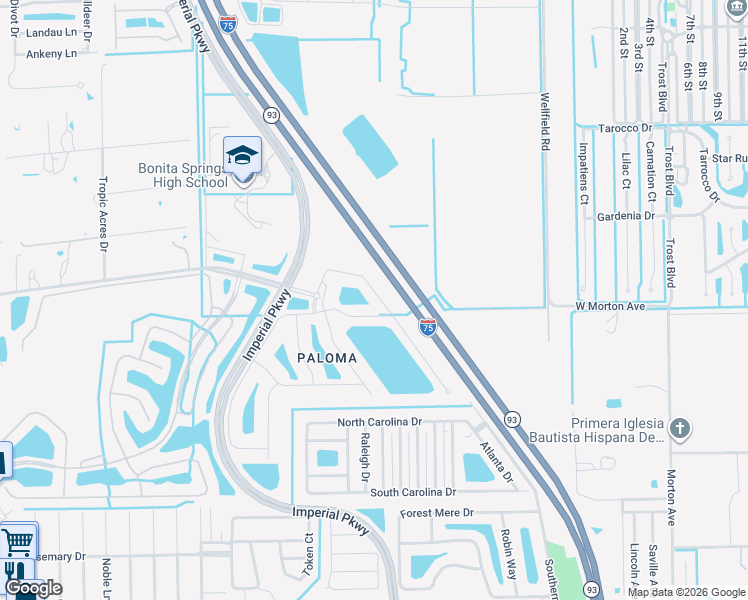 map of restaurants, bars, coffee shops, grocery stores, and more near 11320 Monte Carlo Boulevard in Bonita Springs