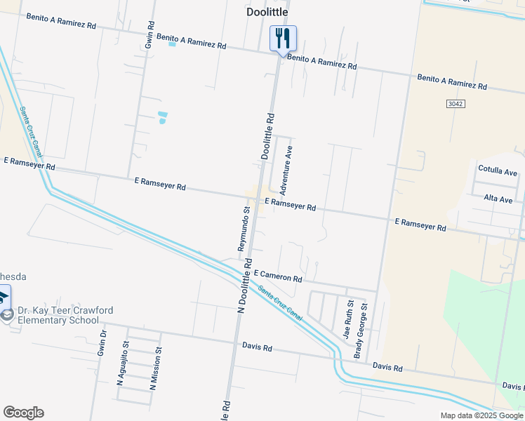 map of restaurants, bars, coffee shops, grocery stores, and more near 6112 North Doolittle Road in Edinburg