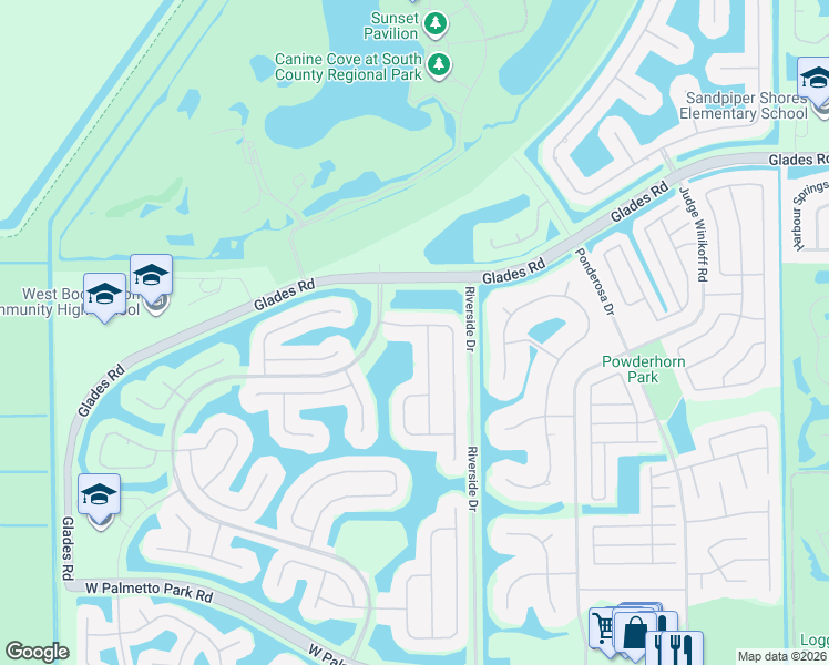 map of restaurants, bars, coffee shops, grocery stores, and more near 21151 Falls Ridge Way in Boca Raton