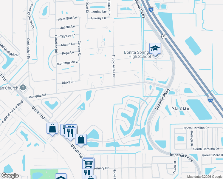 map of restaurants, bars, coffee shops, grocery stores, and more near 10444 Yorkstone Drive in Bonita Springs
