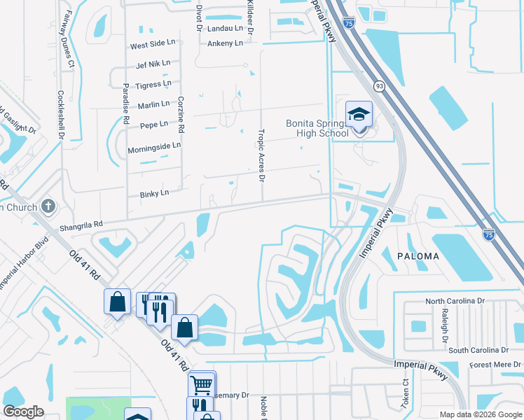 map of restaurants, bars, coffee shops, grocery stores, and more near 10444 Yorkstone Drive in Bonita Springs