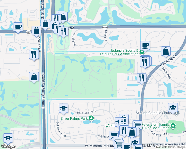map of restaurants, bars, coffee shops, grocery stores, and more near 7453 Campo Florido in Boca Raton