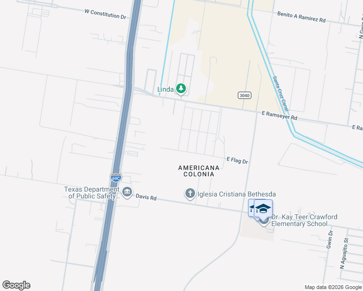 map of restaurants, bars, coffee shops, grocery stores, and more near 1006 Flag Drive in Edinburg