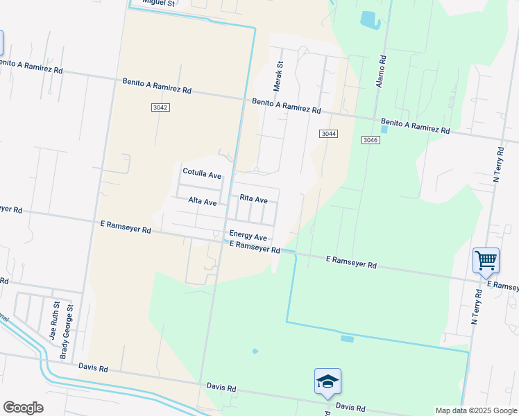 map of restaurants, bars, coffee shops, grocery stores, and more near 6315 Allegiant Street in Edinburg